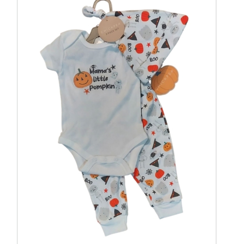 Chick Pea 3 Pc Mama's Little Pumpkin Halloween Baby Set ~sz 0-3M